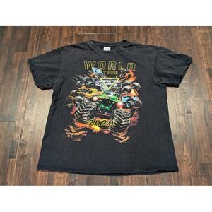 Monster Jam Shirt Mens Large Black World Tour 2020 Graphic Monster Truck Tee